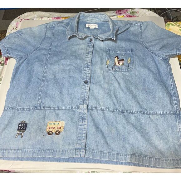 CJ‎ Banks Womens Denim Shirt School Days Size 2X - Picture 1 of 9